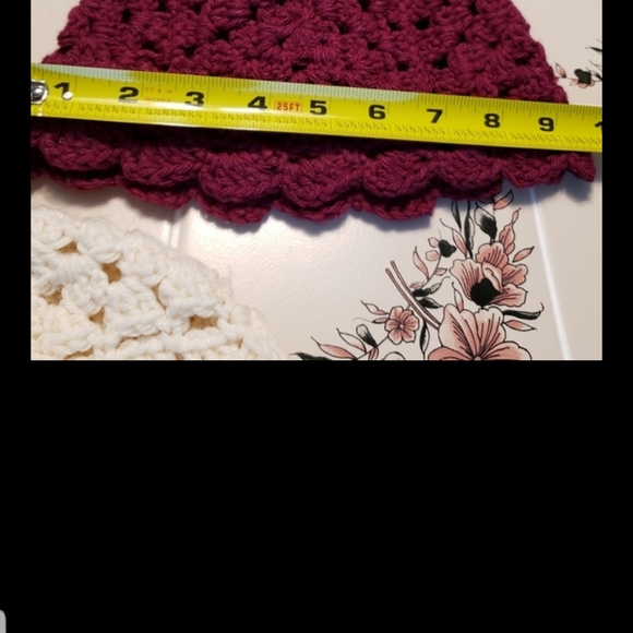 2 homemade hats , white and Burgundy - Picture 3 of 4
